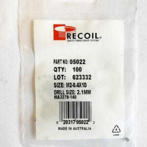 M2-0.4x1D Wire Thread Inserts (Bag of 100)