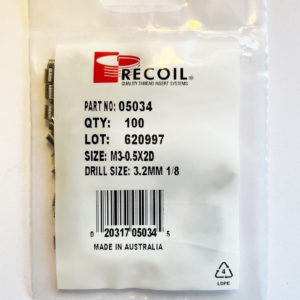 M3-0.5 x 2D Wire Thread Inserts (Bag of 100)