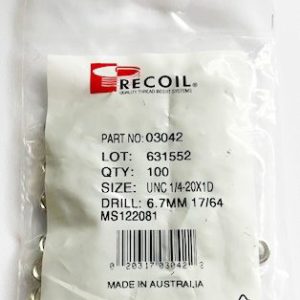 UNC 1/4-20x1D wire thread inserts (bag of 100)