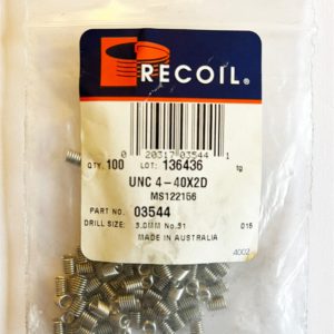 UNC 4-40x2D Wire Thread Inserts (Bag of 100)