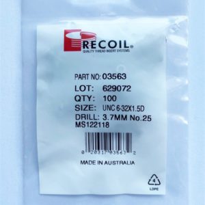 UNC 6-32x1.5D wire thread inserts (bag of 100)
