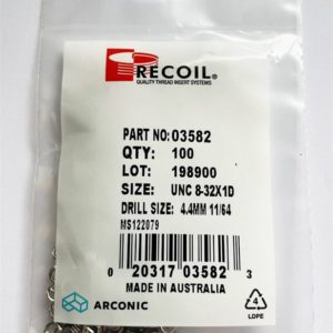 UNC 8-32x1D wire thread inserts (bag of 100)