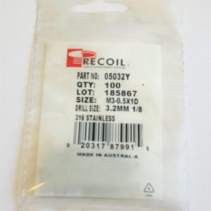 M3-0.5x1D Recoil wire thread stainless steel 316 inserts (bag of 100)