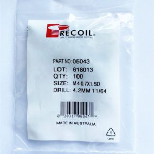 M4-0.7x1.5D Wire Thread Inserts (Bag of 100)