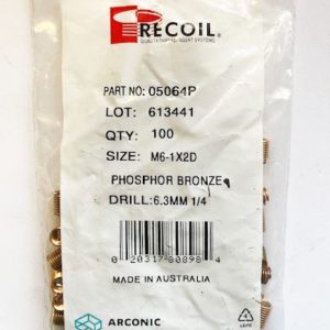 M6x-1x2D phosphor bronze wire thread inserts (bag of 100)