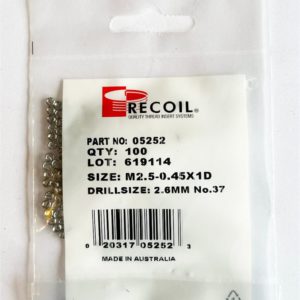 M2.5-0.45x1D Wire Thread Inserts (Bag of 100)