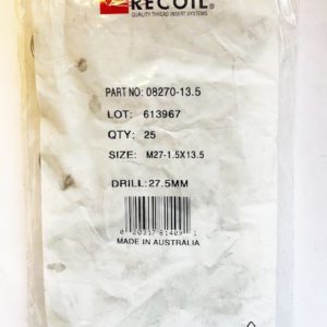 M27-1.5x13.5 wire thread inserts (bag of 25)