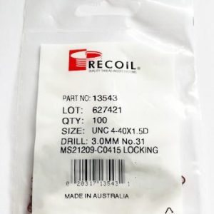 UNC 4-40x1.5D locking, wire thread inserts (bag of 100)