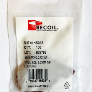 M3-0.5x2.5D Locking Wire Thread Inserts (Bag of 100)