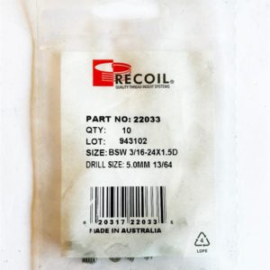 BSW 3/16-24x1.5D Recoil wire thread inserts (bag of 10)
